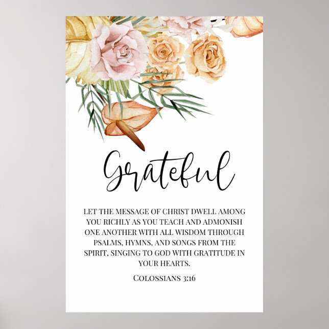 Grateful Happy Thanksgiving Poster (Front)
