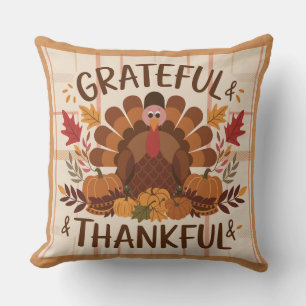 Grateful Heart autumnal Blessings Thanksgiving Throw Pillow