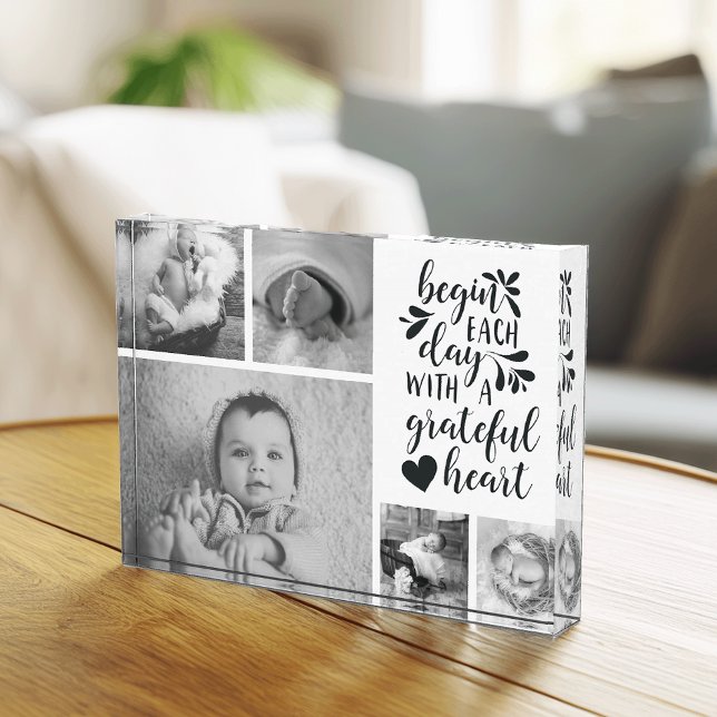 Grateful Heart Black and White Photo Collage Block (Creator Uploaded)