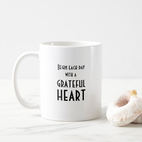 Grateful Heart Black White Classic Coffee Mug