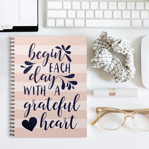 Grateful Heart  Hand Lettered Typography Quote Notebook