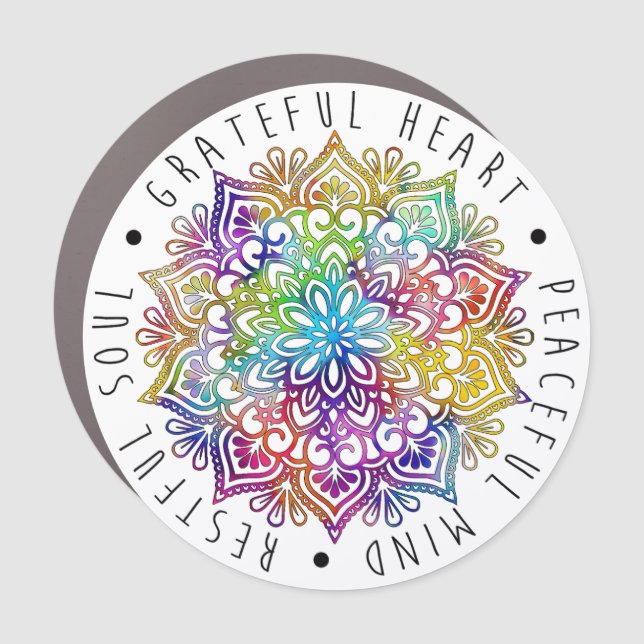 Grateful Heart Peaceful Mind Restful Soul Car Magnet (Front)