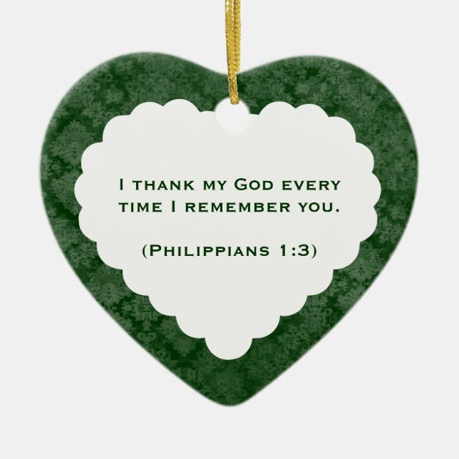 Grateful Heart Personalized Green Gift Ceramic Ornament (Front)