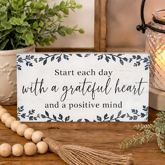 Grateful Heart Positive Mind Wooden Box Sign