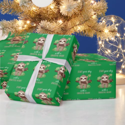 Grateful Heart Sloth Wrapping Paper