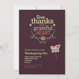Grateful Heart Thanksgiving Invitation