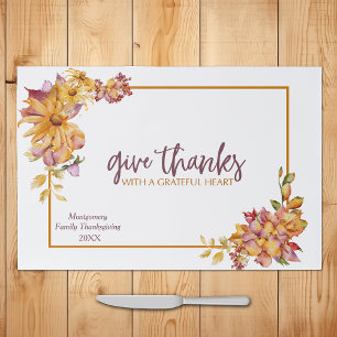 Grateful Heart Thanksgiving Paper Placemat