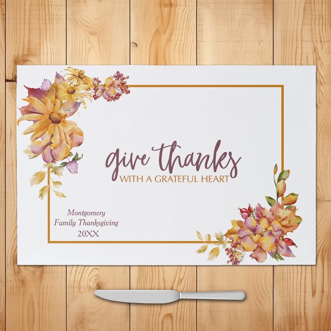 Grateful Heart Thanksgiving Paper Placemat  (Creator Uploaded)