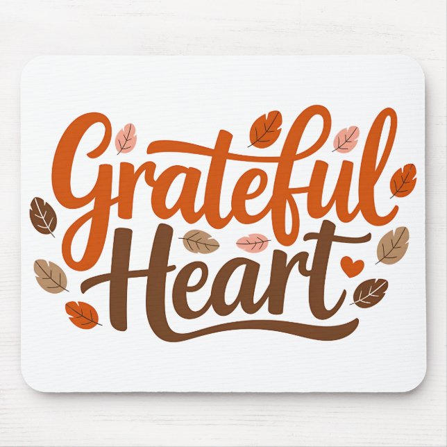 Grateful Heart Typography Mouse Pad (Front)