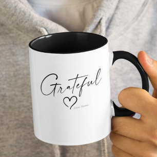 Grateful Heart Your Name Ink Script Two Tone Mug