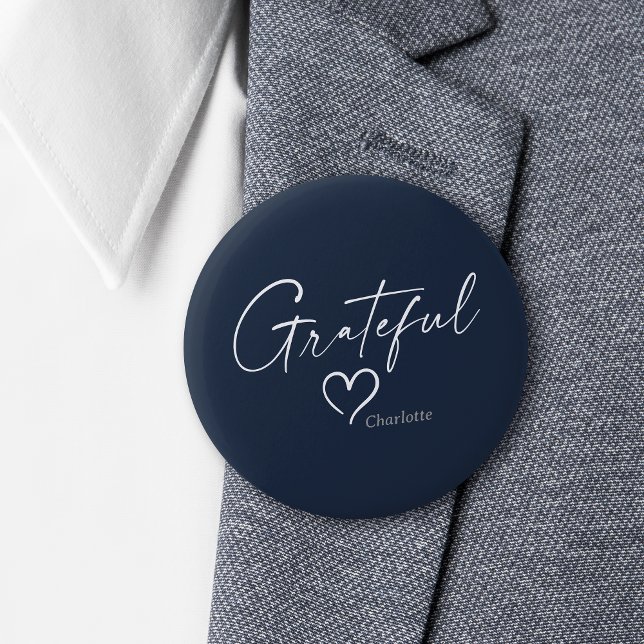 Grateful Heart | Your Name Minimal Ink Script Button (Creator Uploaded)