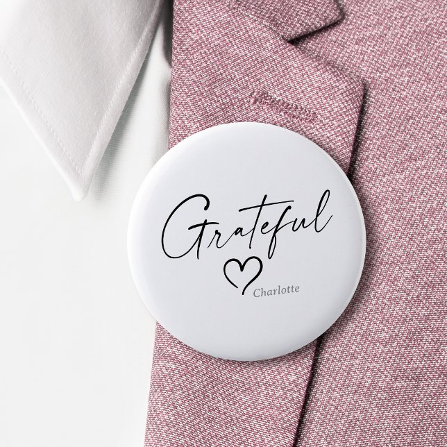 Grateful Heart | Your Name Minimal Ink Script Button (Creator Uploaded)