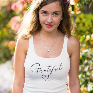Grateful Heart Your Name Minimal Ink Script Tank Top
