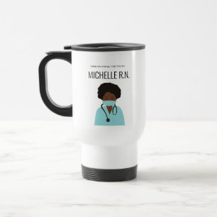 Grateful Hearts: Custom Nurse Illustration Travel  Mug
