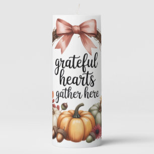 Grateful hearts gather here pumpkin Thanksgiving  Pillar Candle
