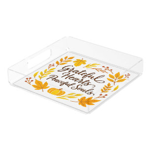 'Grateful Hearts, Peaceful Souls' Acrylic Tray