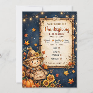 Grateful Hearts & Thankful invitation Card