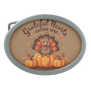 Grateful Hearts Thanksgiving Turkey Belt Buckle