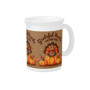 Grateful Hearts Thanksgiving Turkey Beverage Pitcher