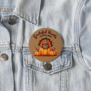Grateful Hearts Thanksgiving Turkey Button