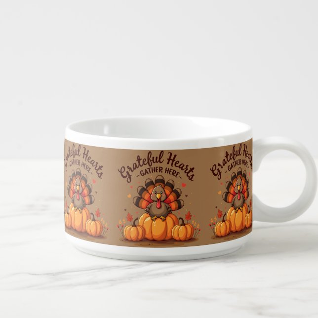 Grateful Hearts Thanksgiving Turkey Chili Bowl (Left)
