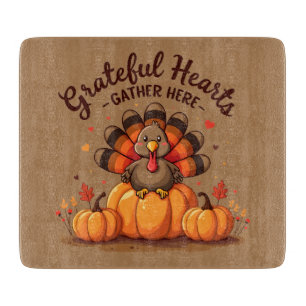 Grateful Hearts Thanksgiving Turkey Cutting Board