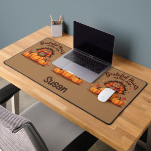 Grateful Hearts Thanksgiving Turkey Desk Mat