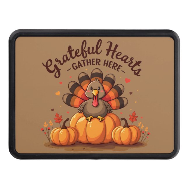 Grateful Hearts Thanksgiving Turkey Hitch Cover (Front)