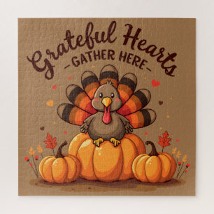 Grateful Hearts Thanksgiving Turkey Jigsaw Puzzle