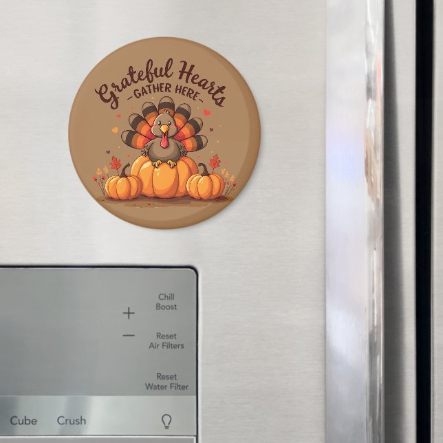 Grateful Hearts Thanksgiving Turkey Magnet (In Situ (Fridge))