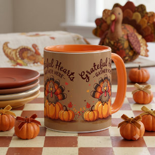 Grateful Hearts Thanksgiving Turkey Mug