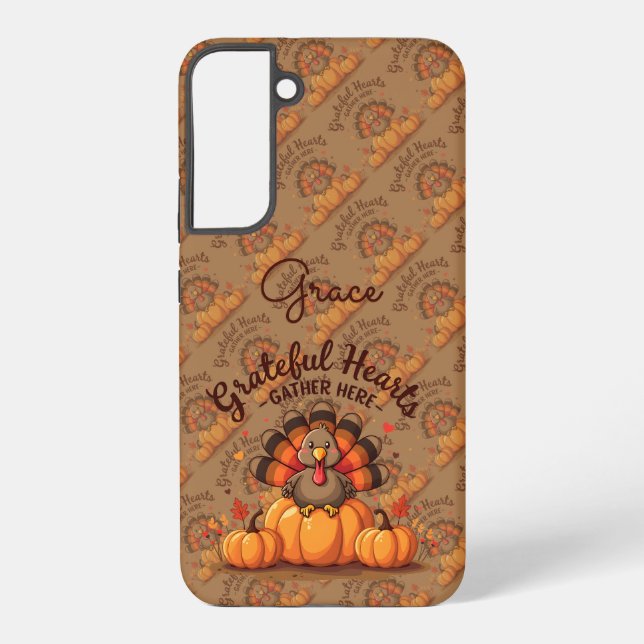 Grateful Hearts Thanksgiving Turkey Samsung Galaxy Case (Back)