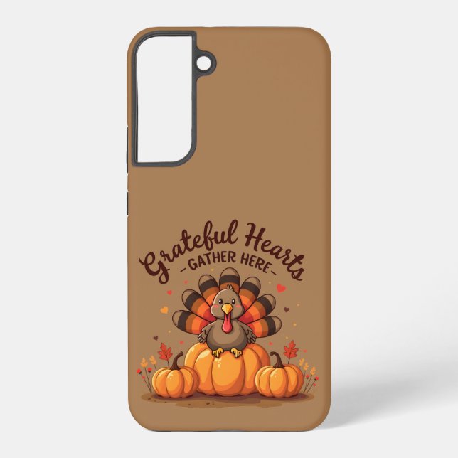 Grateful Hearts Thanksgiving Turkey Samsung Galaxy Case (Back)