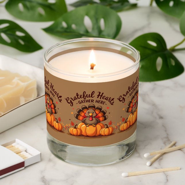 Grateful Hearts Thanksgiving Turkey Scented Candle (Lit)