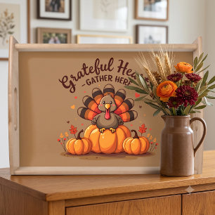 Grateful Hearts Thanksgiving Turkey Serving Tray