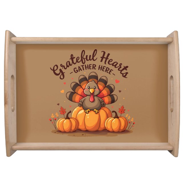 Grateful Hearts Thanksgiving Turkey Serving Tray (Front)