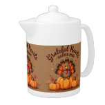 Grateful Hearts Thanksgiving Turkey Teapot