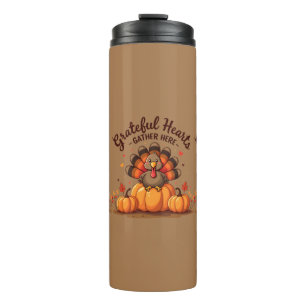 Grateful Hearts Thanksgiving Turkey Thermal Tumbler