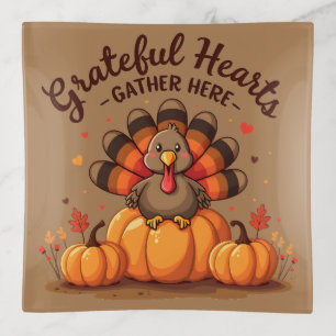 Grateful Hearts Thanksgiving Turkey Trinket Tray