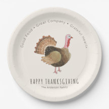 Grateful Hearts Watercolor Turkey Thanksgiving