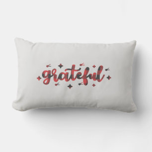 Grateful Lettering Buffalo Lumberjack Red Black Lumbar Pillow