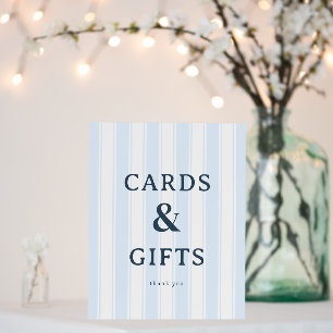 Grateful Light Blue Minimalist Cards & Gifts Sign