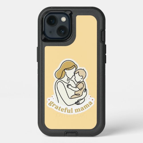 Grateful Mama Minimalist Line Art Mother and Baby  iPhone 13 Case