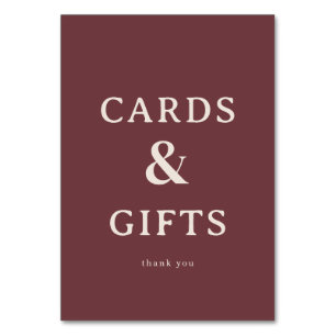 Grateful Maroon Minimalist Cards & Gifts Sign