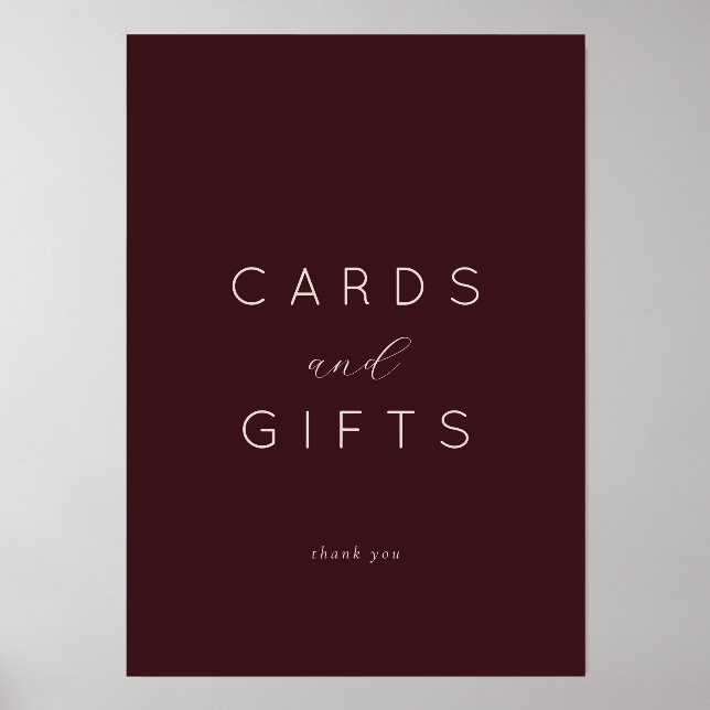 Grateful Maroon Serif Thank You Card Holder (Front)