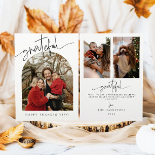 Grateful Minimalist Family Thanksgiving card