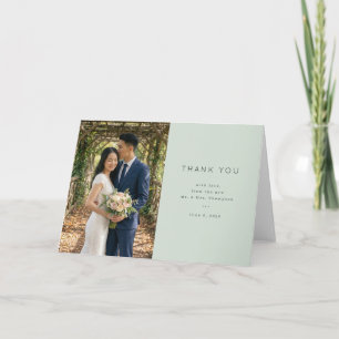 Grateful Mint Green Elegant Photo Thank You Card
