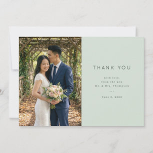 Grateful Mint Green Minimalist Photo Thank You Card