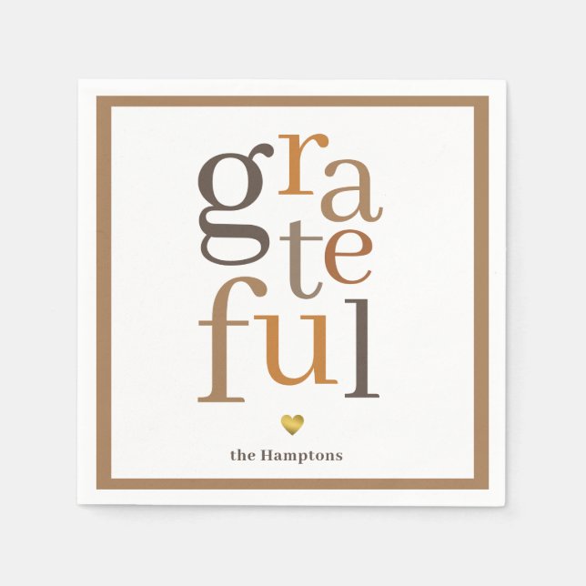 Grateful Modern Typography Thanksgiving  Napkins (Front)
