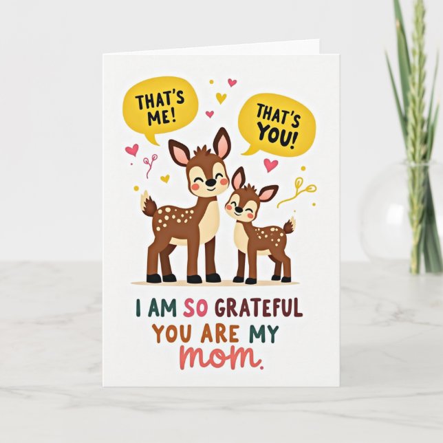Grateful Mom Fawn Illustration Card (Front)